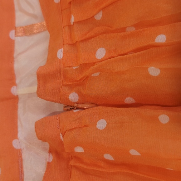 Coral, polka dot, knee length J Crew skirt, size 8 - Picture 5 of 5